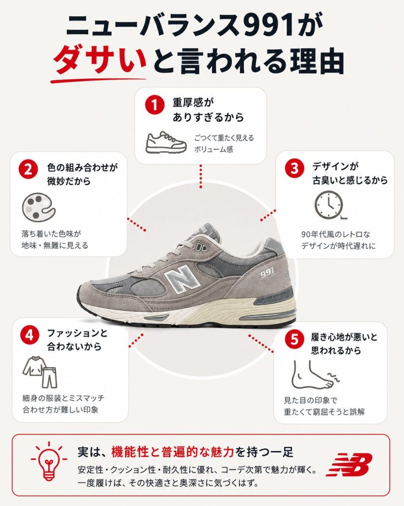 ニューバランス991がダサいと言われる理由