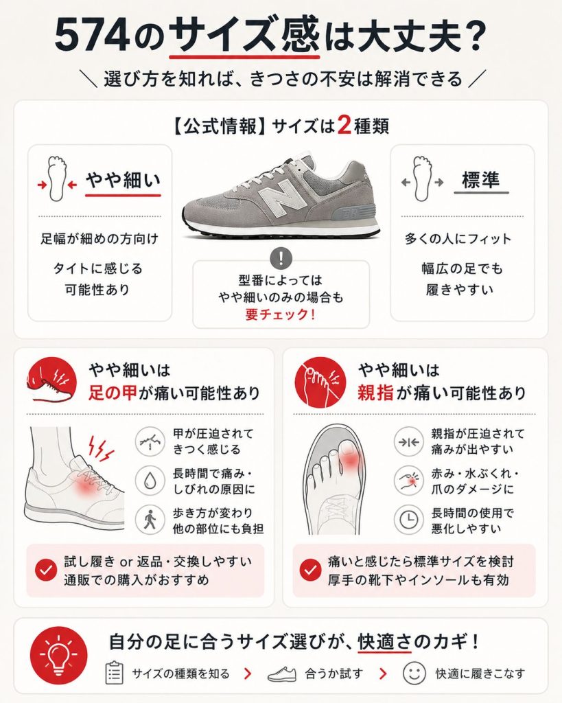 ニューバランス574のサイズ感はきつい？