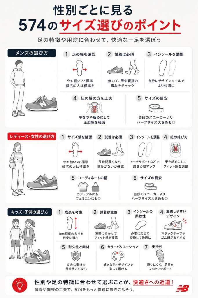 ＜性別ごと＞ニューバランス574のサイズ感